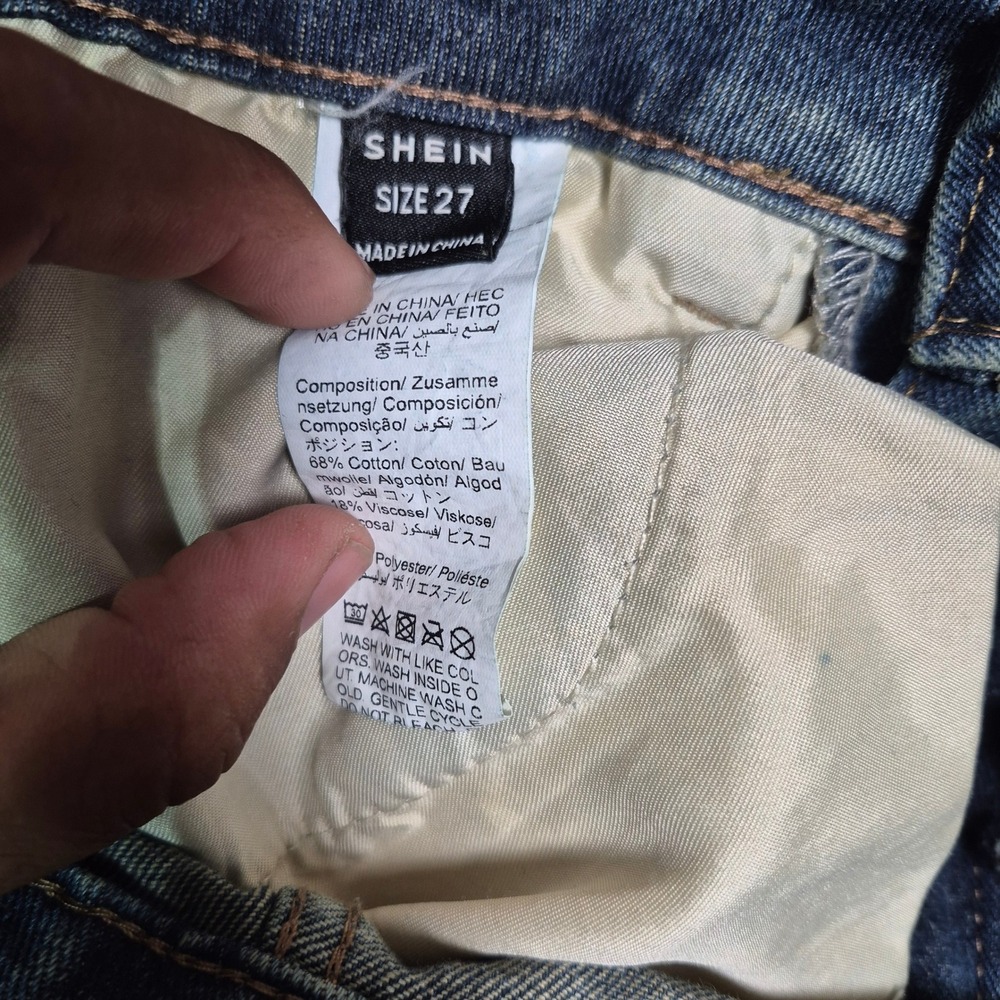 SHEIN Women Blue Acid Wash High Waist Wide Leg Jeans Size 27 Medium Wash Denim - Picture 6 of 7